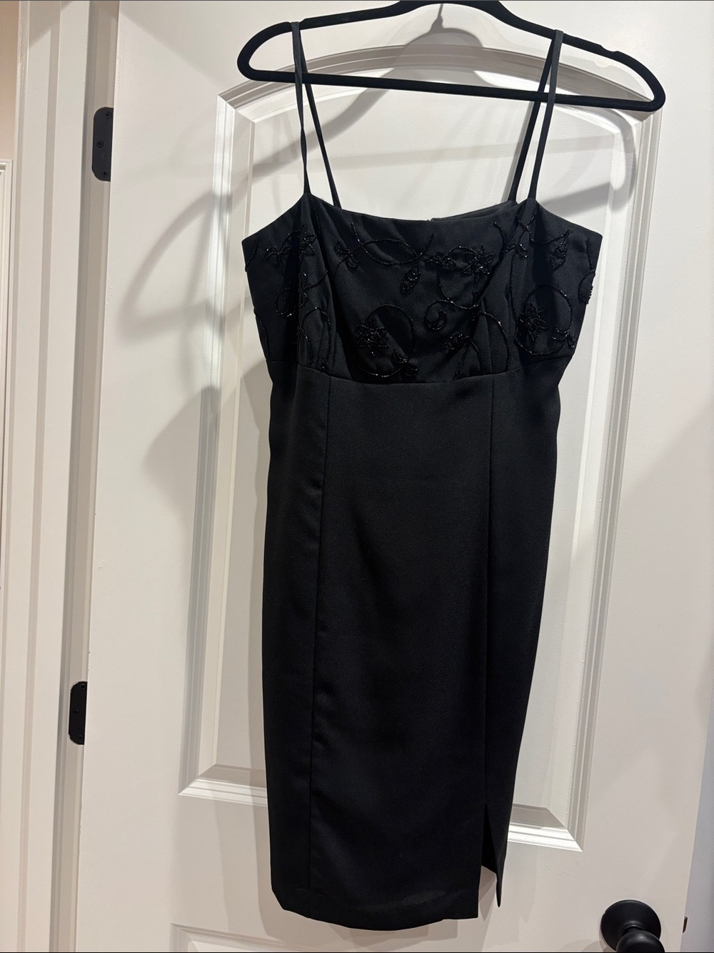 Black Beaded Spaghetti Strap Dress